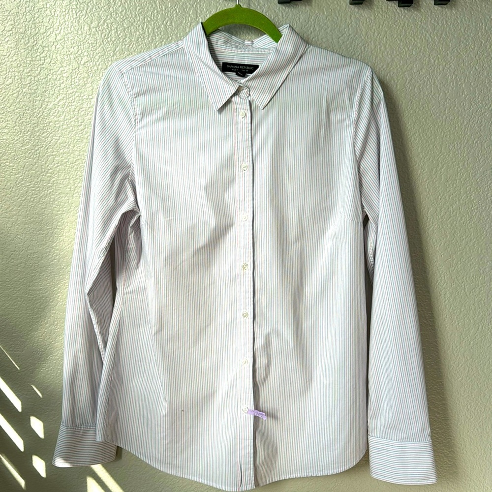 Banana Republic Riley Tailored Fit Size 10 Tall Button Down